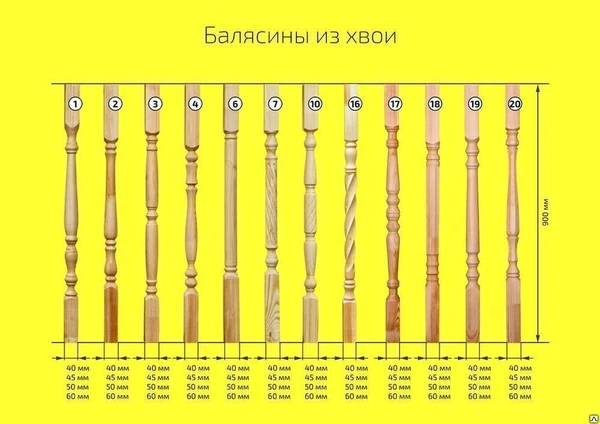 Фото Балясина сосна 900*60*60 № 18 резная