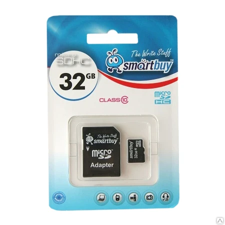 Фото Карта памяти MicroSD 32GB Smart Buy Сlass 10 +SD адаптер