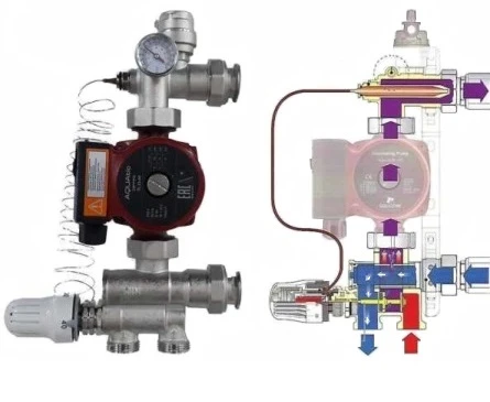 Фото Смесительный узел для водяного теплого пола без насоса