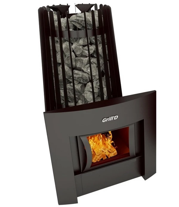 Фото Печь для бани Grill D Cometa Vega 180 window black (чёрная, панорамная дверца)