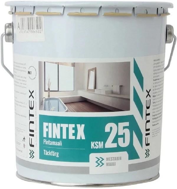 Фото Краска Fintex КСМ 25, для стен и потолков, моющаяся, полуматовая, База А, 9л