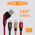 фото Кабель Moxom MicroUSB CC-33 разъем на 135 градусов , 2,4А, кабель нейлон 1м, золотой