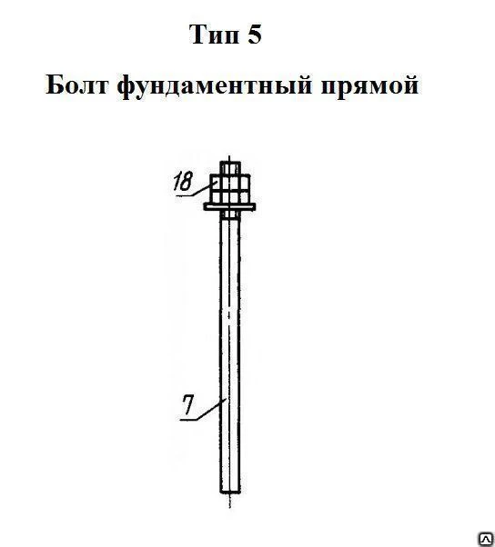 Фото Болт фундаментный прямой ГОСТ 24379.1-2012 5 М42х600