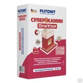 Фото Раствор для кладки огнеупорных кирпичей Плитонит "Огнеупор" 20 кг