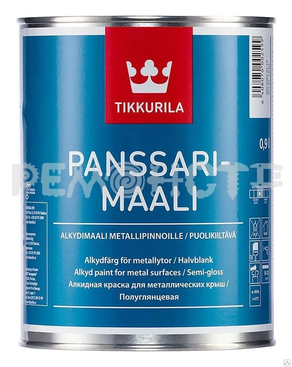 Фото Эмаль TIKKURILA PANSSARIMAALI алк метал 0,9л п/глян. (3) база А (ЭК) ВМ под