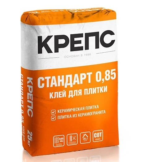 Фото Клей для плитки Стандарт 0,85 , КРЕПС 25 кг