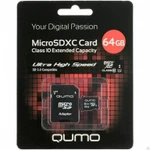 фото Карта памяти microSDXC Qumo 64GB Class 10 UHS-I (с адаптером SD)