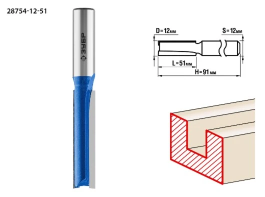 Фото Фреза пазовая прямая Зубр 28754-12-51