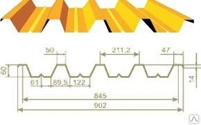 Фото Профнастил H60 цинк (902/845мм; толщина 0,65мм)