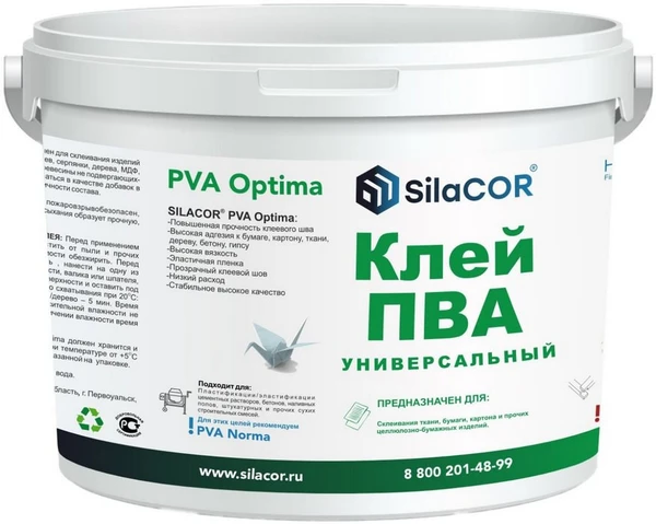 Фото Клей ПВА универсальный SilaCor Optima, 1кг