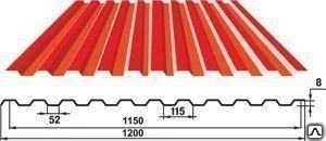 Фото Профнастил С-8 0,5мм ширина 1200/1150мм оцинкованный