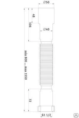 Фото Гибкая труба 1 1/2"*40/50 удлиненная K116