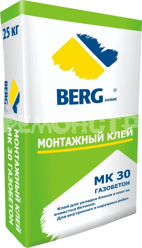 Фото Клей монтаж вн/нар_раб 25кг Газобетон BERGhome МК30 (48) П