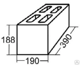 Фото Блок стеновой пустотелый КСП-1 390-190-188 керамзитобетонный
