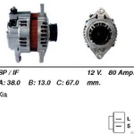 фото Генератор 1785 KIA Rio, Spectra 12V / 80Amp.