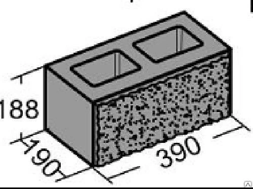 Фото Камень стеновой облицовочный 2-х пустотный (сквозной) «ломаный» б/ц