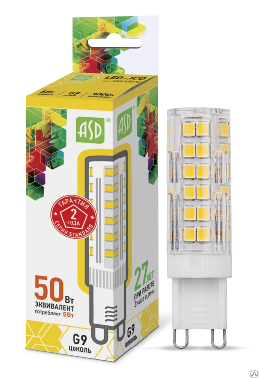 Фото Лампа светодиодная LED-JCD-standard 5Вт 160-260В G9 3000К ASD