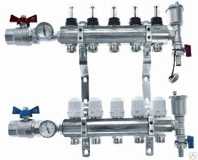 Фото Блок коллекторный 4 выхода с термостатическими вставками M30x1,5