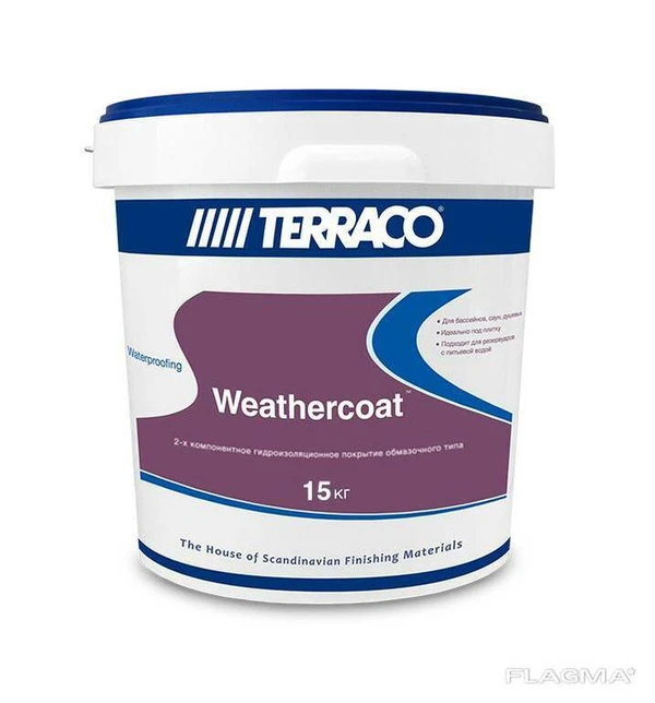 Фото Двухкомпонентная гидроизоляция Террако Weathercoat Грей, 15 кг