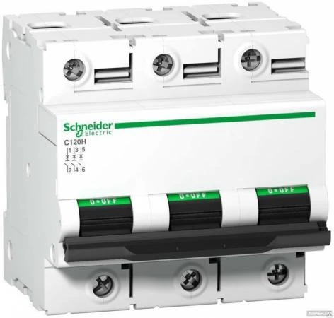 Фото Выключатель автоматический 3п 100А С 10кА C120N Acti9 Schneider Electric