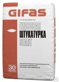 Фото Штукатурка гипсовая для стен GIFAS START, аналог Ротгипса, 30 кг