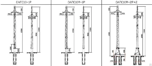 Фото Опора ЛЭП стальная из гнутого профиля ОАПС10Ф-2Р+2