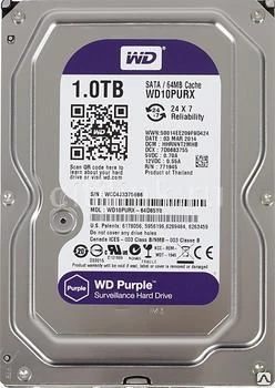 Фото Жесткий диск WD Purple WD10PURX, 1Тб, HDD, SATA III, 3.5" Western