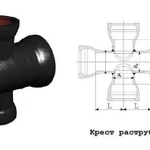 фото Крест чугунный раструбный КР 300х200 с ЦПП ВЧШГ