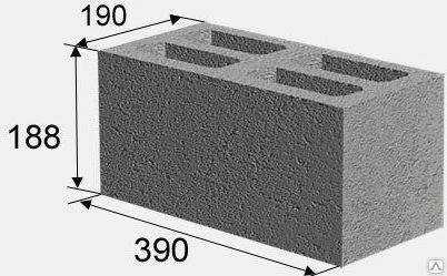 Фото Керамзитобетонный блок стеновой 390*190*188 мм (70% керамз.)