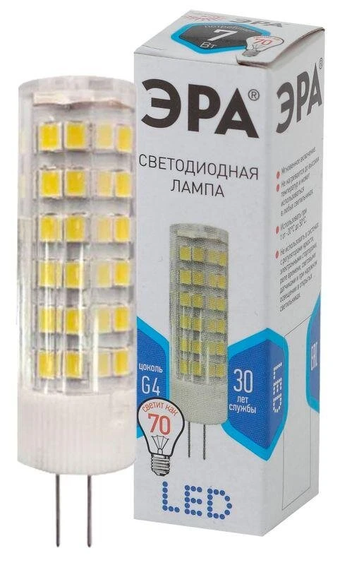 Фото Лампа светодиодная JC-7w-220V-corn ceramics-840-G4 560лм ЭРА Б0027860