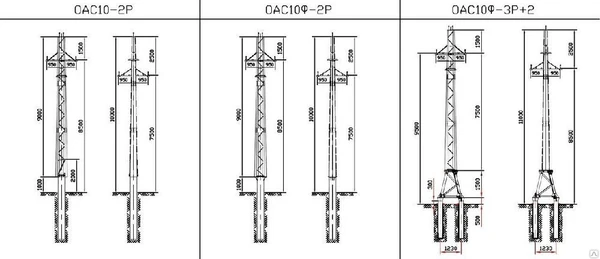 Фото Опора ЛЭП стальная из гнутого профиля ОАС10Ф-3Р+2