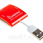 фото Картридер Smartbuy USB 2.0 SD/microSD/MS/M2 красный (SBR-713-R)