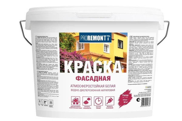 Фото Краска "PROREMONTT" фасадная белая/6,5кг