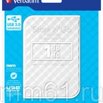 фото Внешний жесткий диск  Verbatim 2.5 HDD 1 TB USB 3.0 Store'n'Go White New(53206)