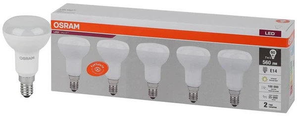 Фото Лампа светодиодная LED Value LVR60 7SW/830 230В E14 2х5 (уп.5шт) OSRAM 4058075583931