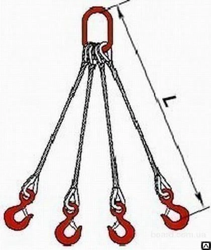 Фото Строп канатный 4СК ГОСТ 25573- 82 (паук стальной, четырехветвевой)