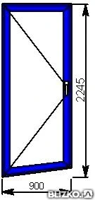 Фото Алюминиевое окно-трапеция КПТ-74, 2245х900, RAL 5005 ГОСТ 21519-2003