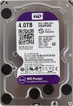 Фото Жесткий диск WD Purple WD40PURX, 4Тб, HDD, SATA III, 3.5" Western