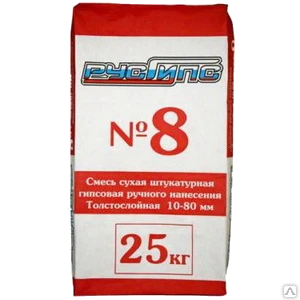 Фото Штукатурка гипсовая РУСГИПС №8 толстослойная 25кг