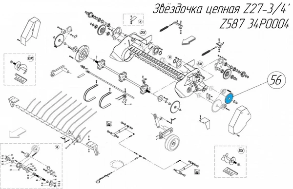 Фото Звёздочка цепная Z27-3/4" Z587 34P0004 на пресс-подборщик Metal-Fach Z-587