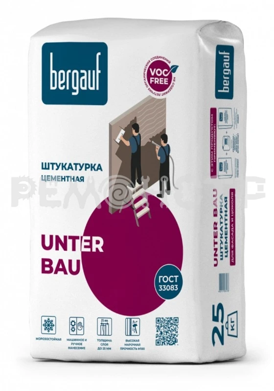 Фото Штукатурка вн/нар цементная 25кг BERGAUF Unter Bau  (56) П