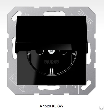 Фото A1520KLSW JUNG A-серия розетка SCHUKO 16A 250V~ с крышкой; черный