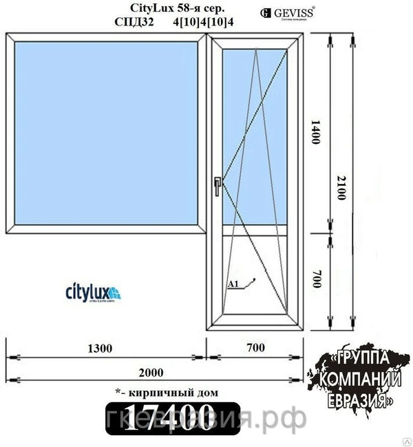 Фото Окна из пластика CityLux 58мм с Турецкой фурнитурой GEVISS