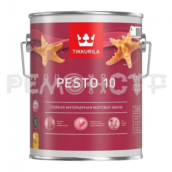 Фото Эмаль алкид  0,9л мат TIKKURILA EURO PESTO 10 (6) база А под заказ П