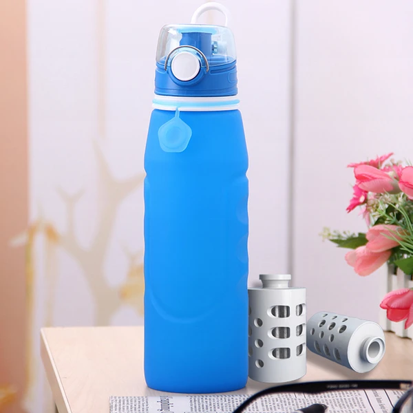 Фото Camping BPA free premium folding silicone filter water bottle