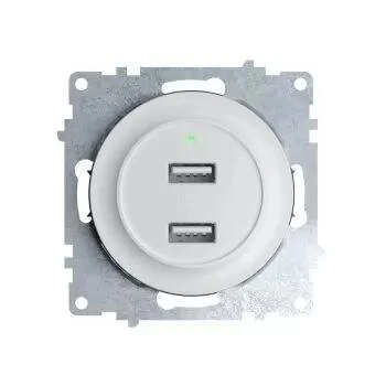 Фото Розетка USB 2-м СП Florence 16А IP20 с подсветкой механизм бел. 1E10351300 OneKeyElectro 2260089