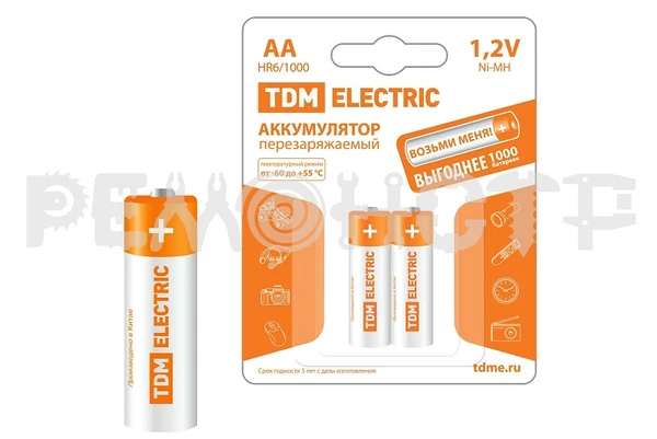 Фото Аккумулятор AA-1000 mAh Ni-MH BP-2 TDM П