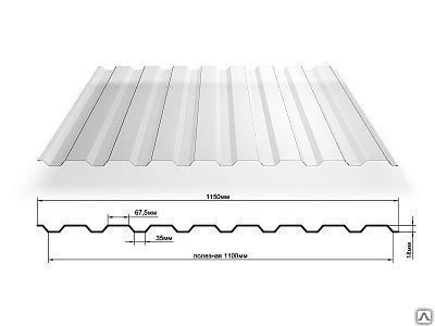 Фото Поликарбонатный профилированный лист МП-20х1100 (Прозрачный-0.9)