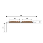 Фото №2 Накладка на ступени 74х27х4000 мм алюминиевая угловая противоскользящая с 2-мя резиновыми вставками, цена за 1 шт.