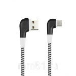 фото Кабель Smartbuy USB - micro USB, нейлон. оплётка Socks L-TYPE угловой, черный, 2 А, 1 м (ik-12NSL black)